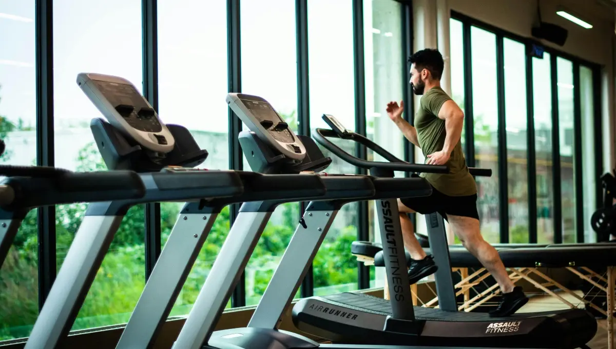 man running on a treadmill