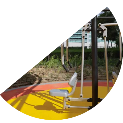An exercise machine at one of JLT's outdoor recreational sports facilities