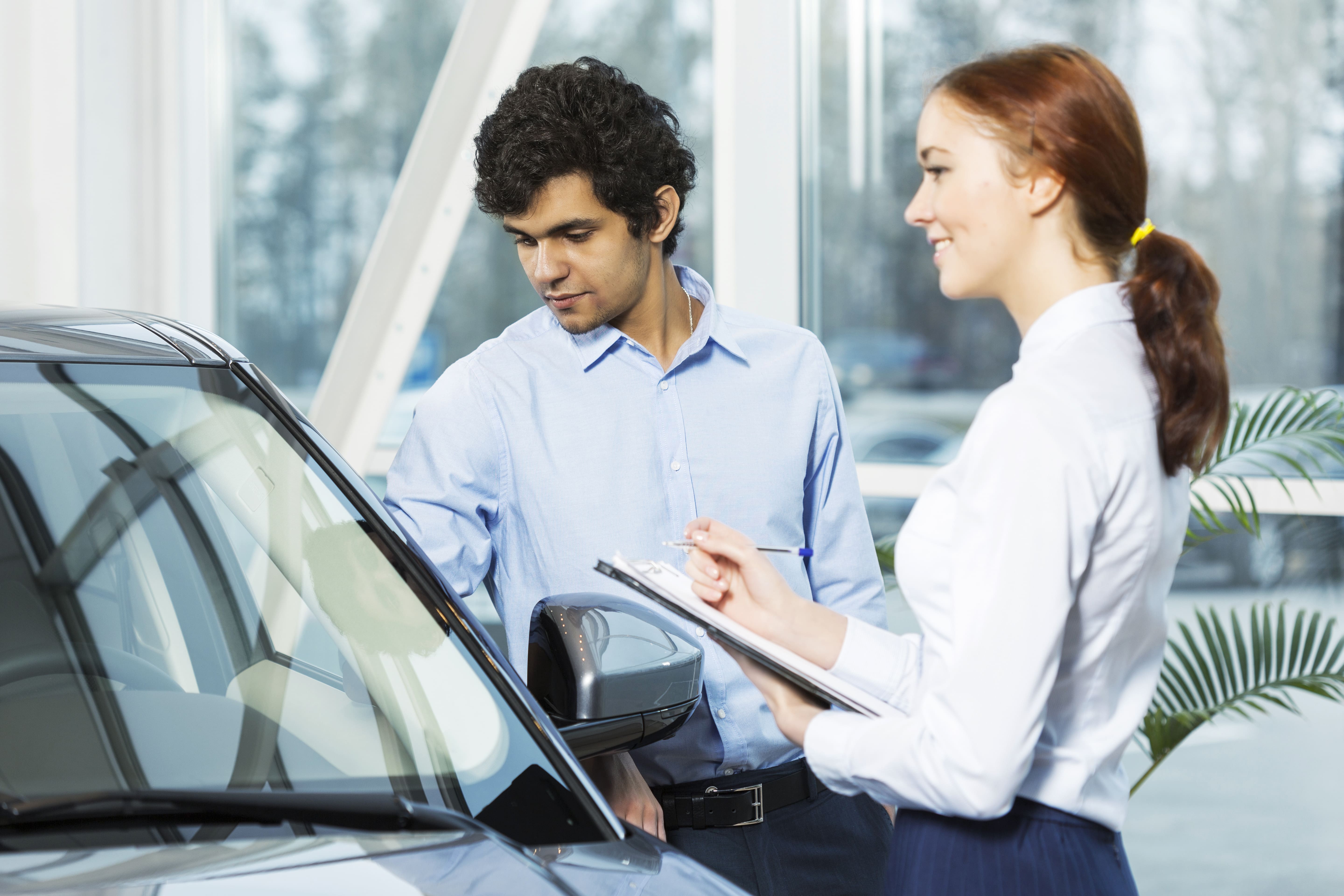 Rent a car service with agent and customer